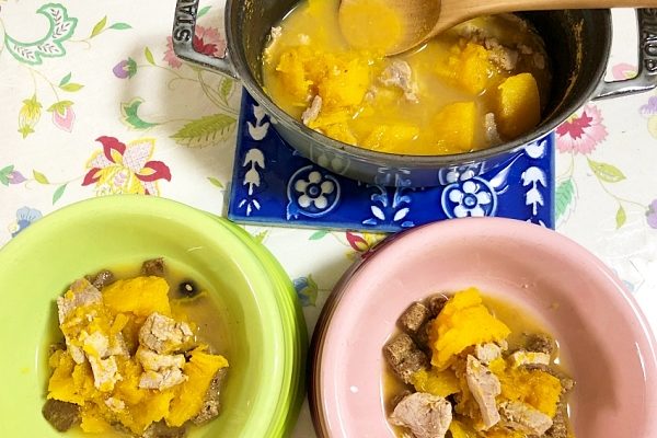 かぼちゃと豚肉のだし煮込み手作り犬ごはん